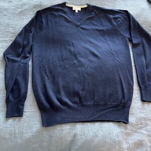 Peter Millar Merino Wool V-neck Navy Sweater Size Small